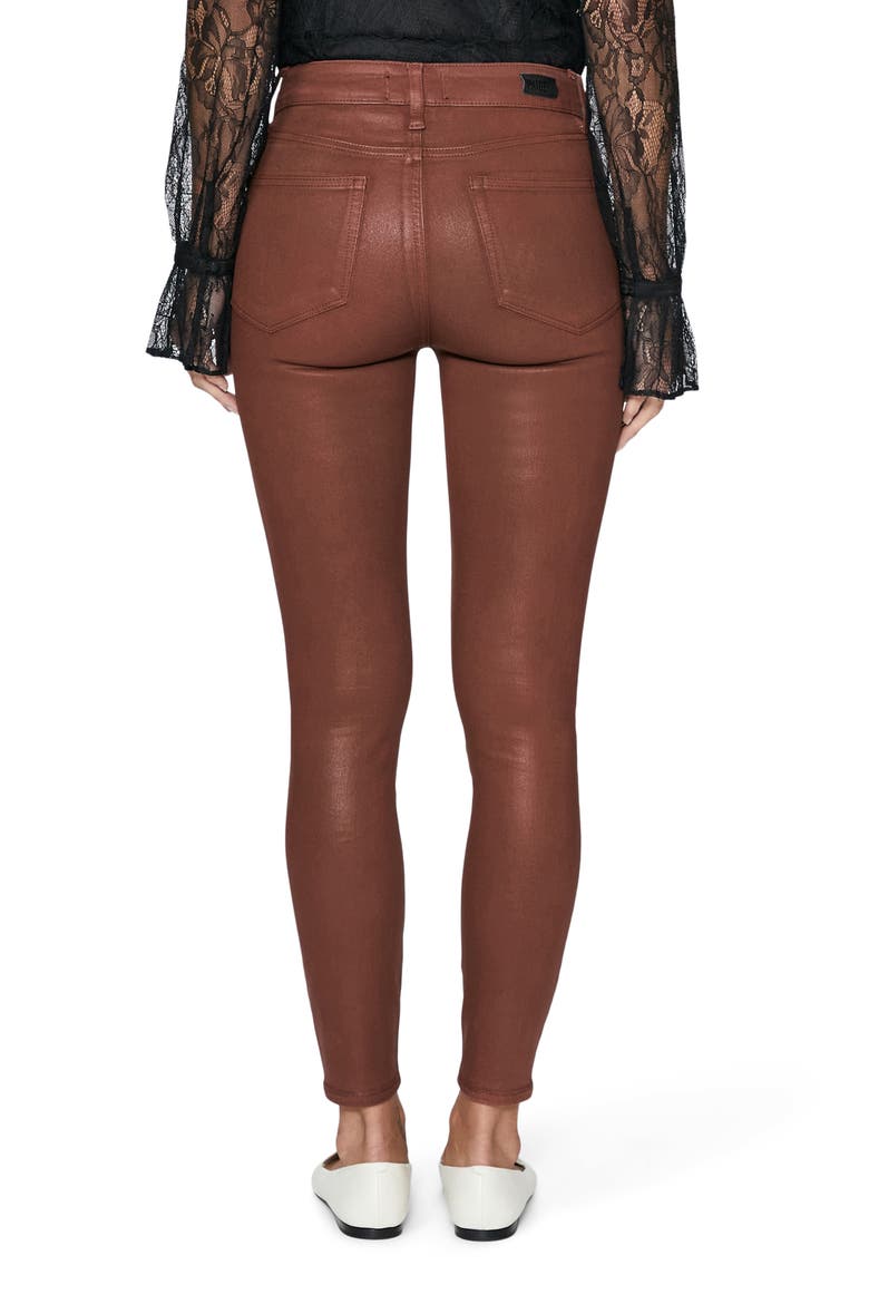 Hoxton Coated High Waist Ankle Skinny Jeans, Alternate, color, BURGUNDY DUST LUXE COATING