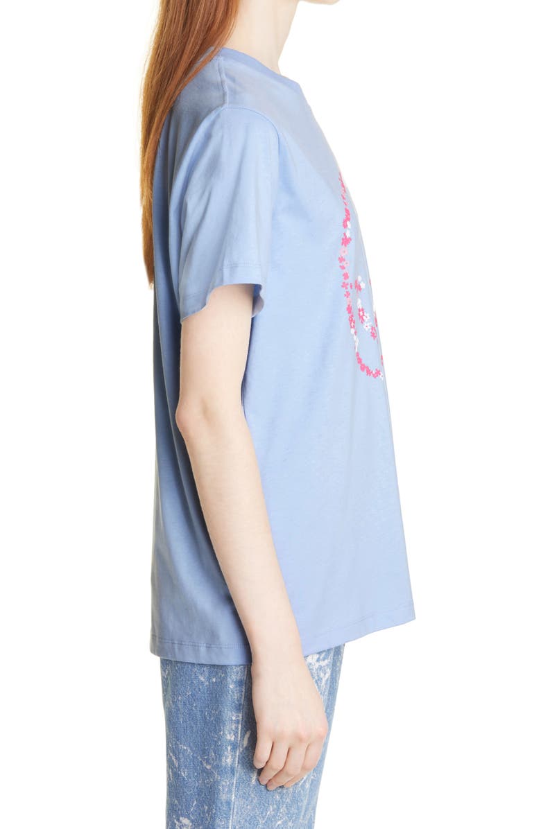 Ganni Flower Smiley Face Organic Cotton Graphic Tee, Alternate, color, 