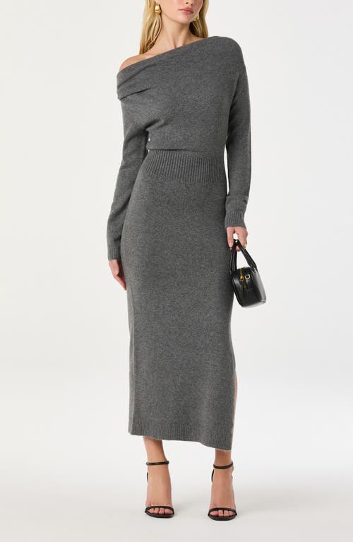 Astr The Label One-shoulder Long Sleeve Sweater Dress In Gray