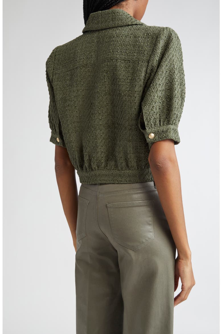 Cove Short Sleeve Tweed Crop Jacket, Alternate, color, BEETLE