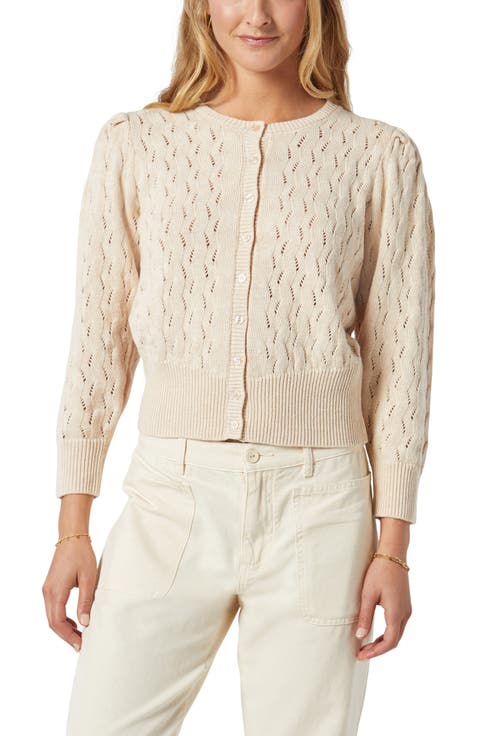 Wilsale Pointelle Cotton & Linen Cardigan