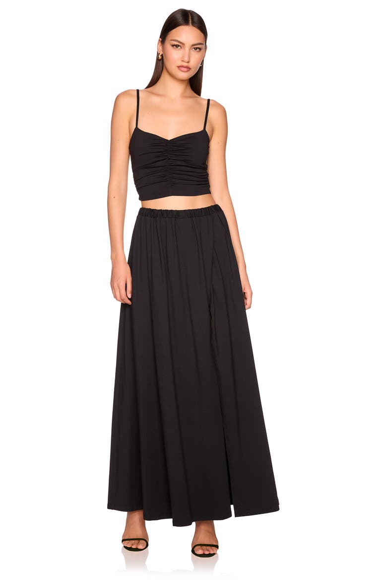 Side Slit Maxi Skirt, Alternate, color, BLACK