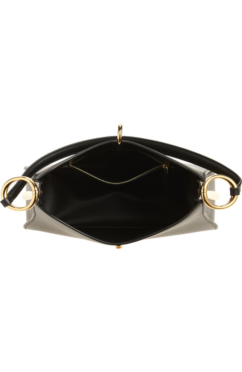 Rabanne Ring Leather Hobo Shoulder Bag, Alternate, color, Black / Gold
