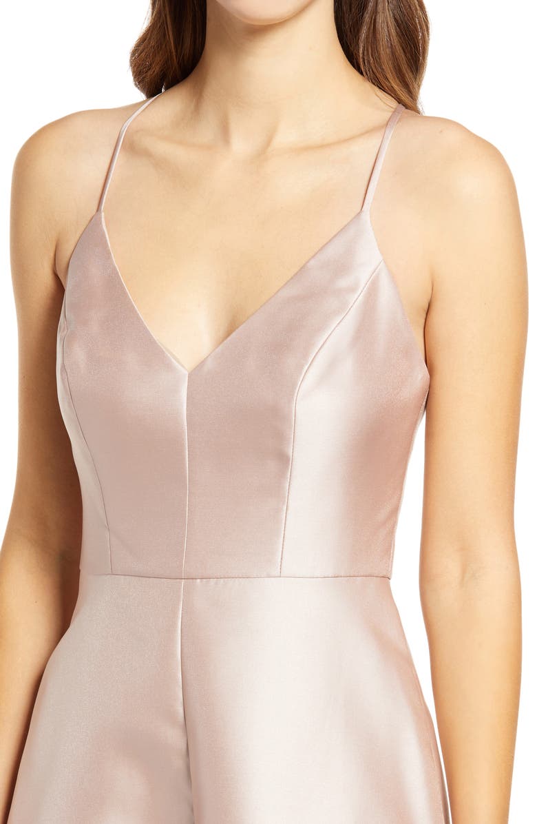 Alfred Sung Crossback Satin Twill A-Line Gown, Alternate, color, 