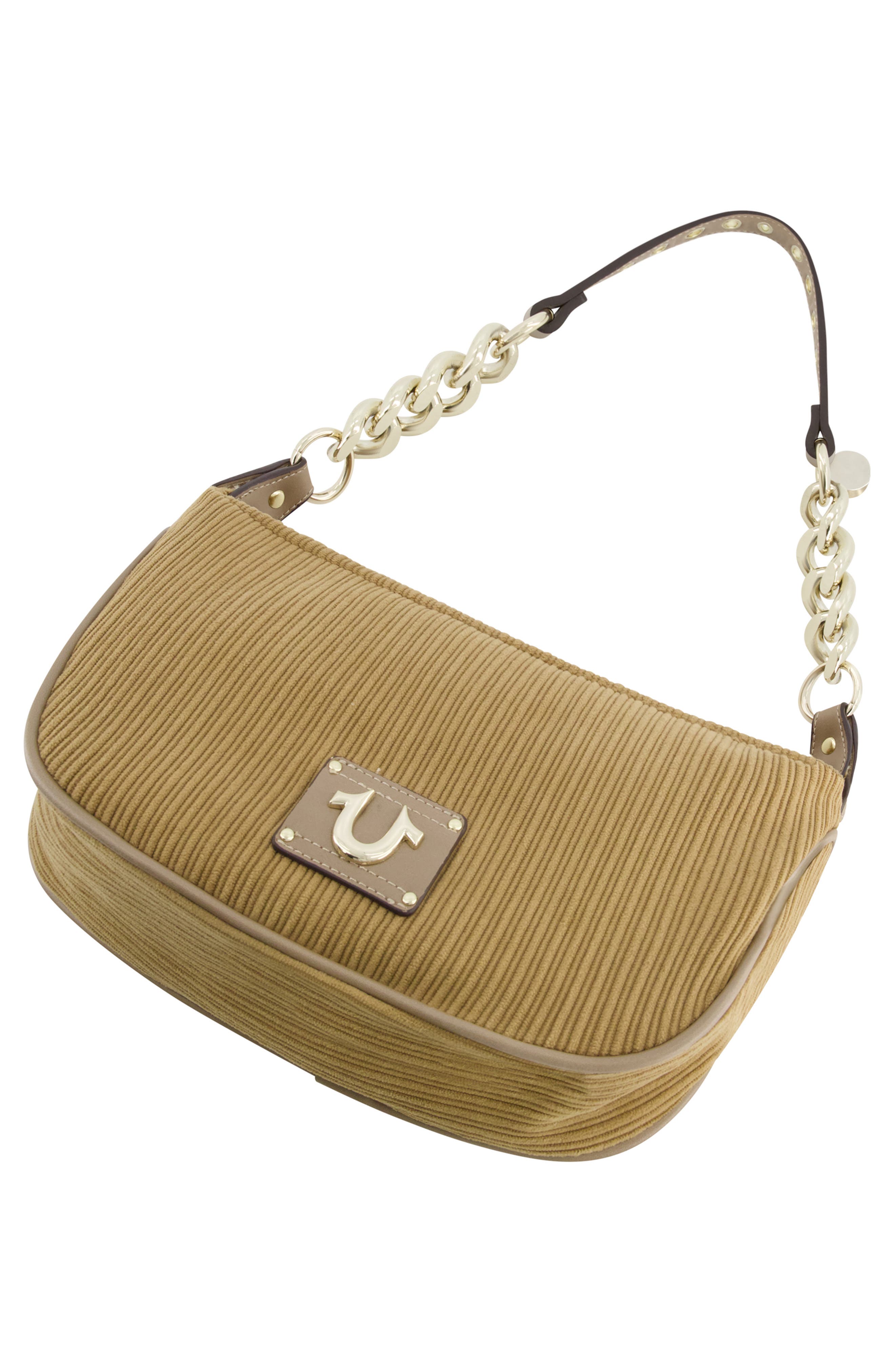True Religion Brand Jeans Corduroy Chain Shoulder Bag, Alternate, color, Camel