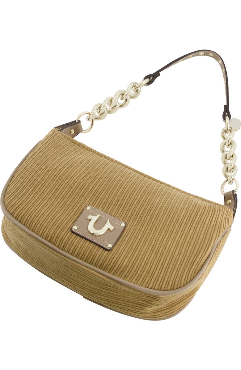 True Religion Brand Jeans Corduroy Chain Shoulder Bag, Alternate, color, Camel