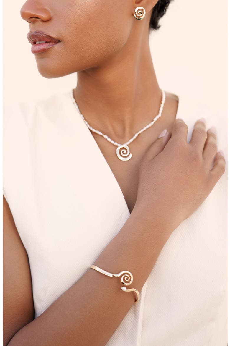 Mini Aura Swirl Cuff Bracelet, Alternate, color, SILVER