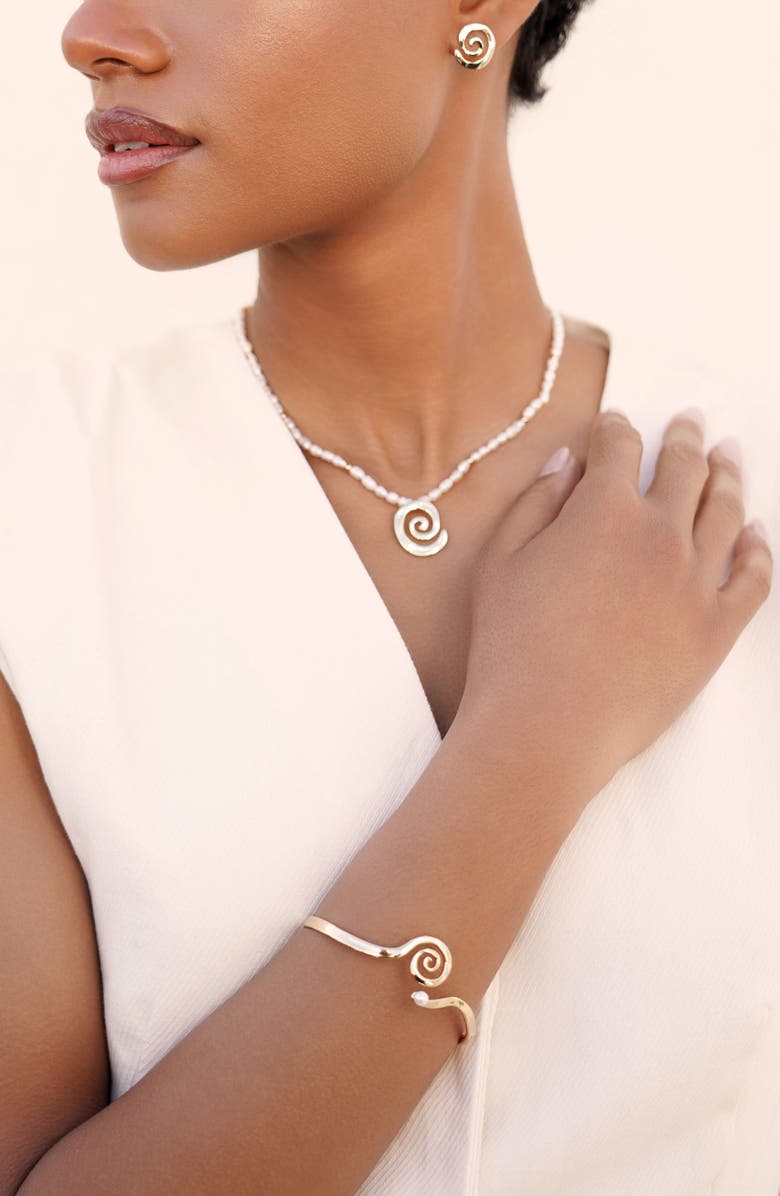 Ettika Mini Aura Swirl Cuff Bracelet, Alternate, color, Silver