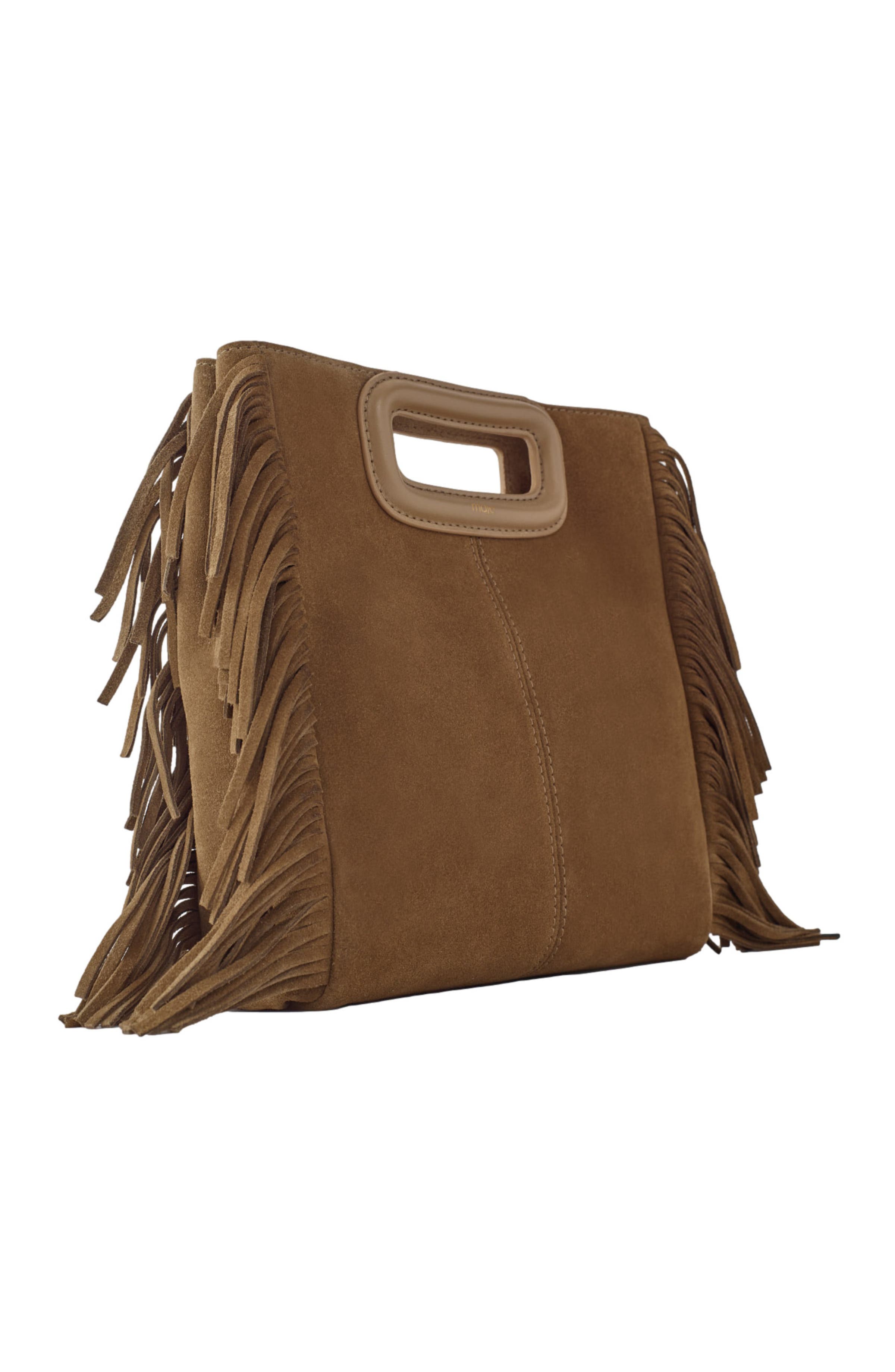 maje Fringed M bag in suede, Alternate, color, Camel