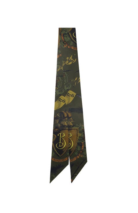 Skinny Reversible Etched Knight Silk Scarf