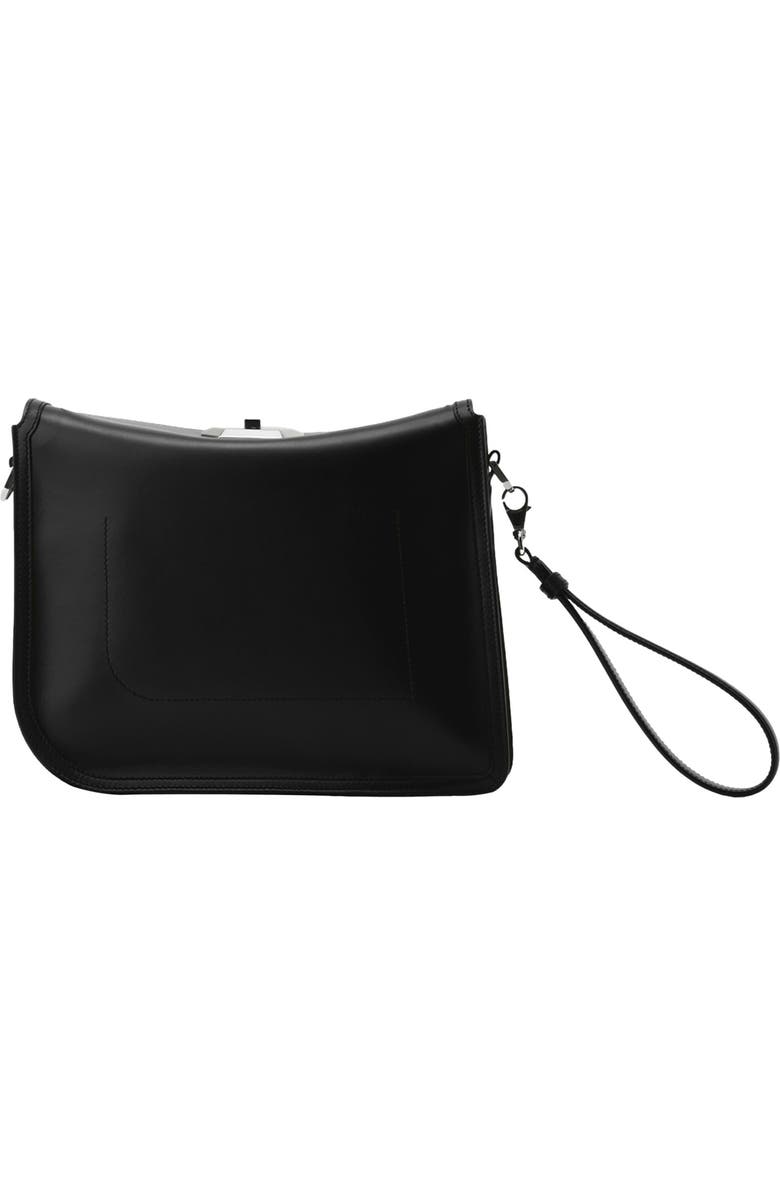 Lanvin Compagnon Asymmetrical Leather Clutch Bag, Alternate, color, Black