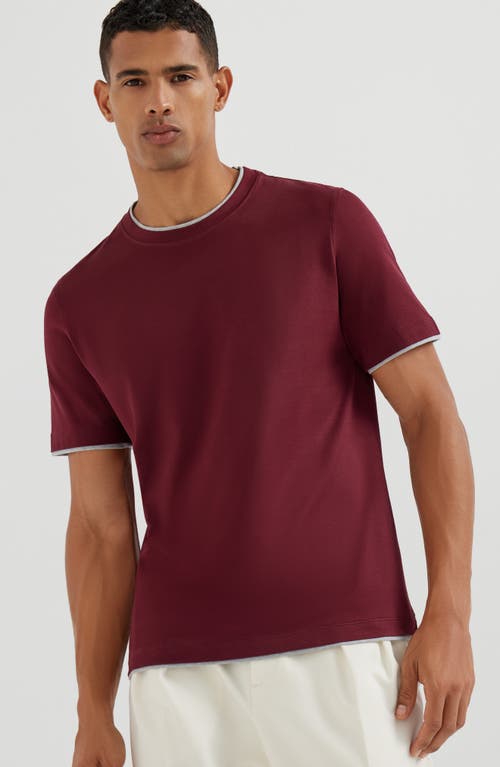 Brunello Cucinelli T-shirt With Faux-layering In Red