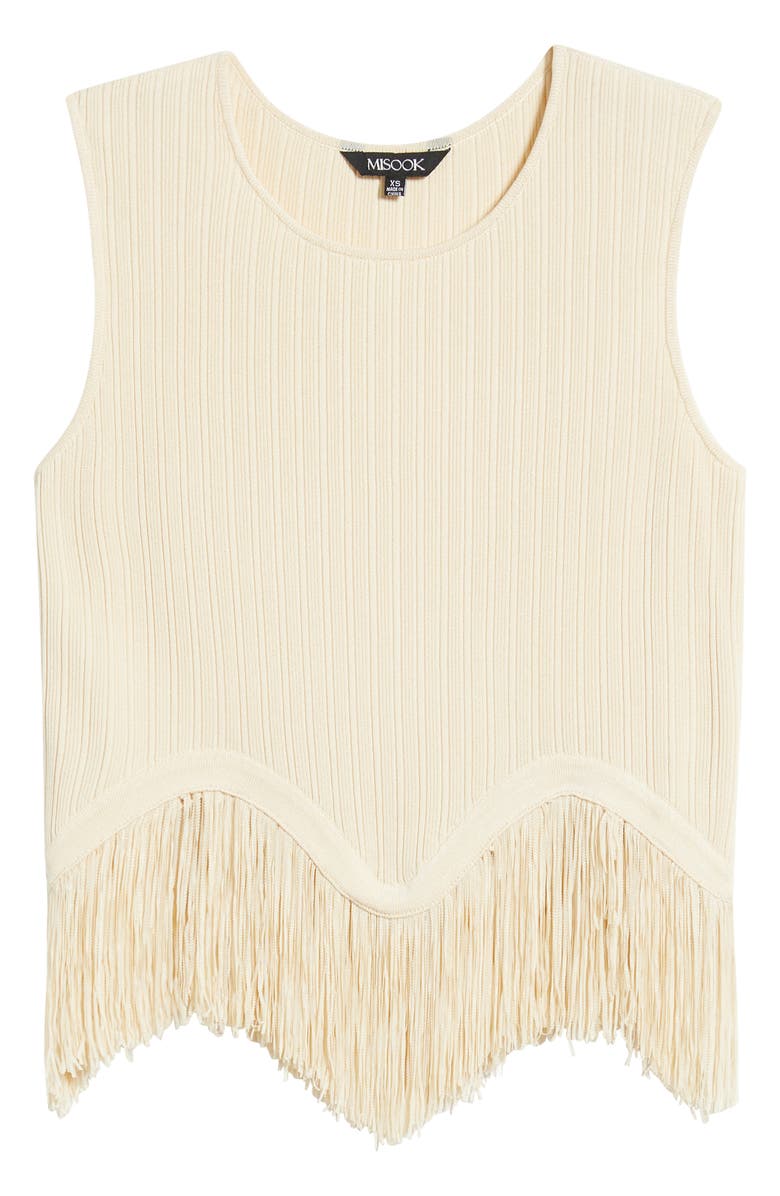 Misook x Lani Lynn Fringe Trim Knit Sleeveless Top, Alternate, color, Pearl