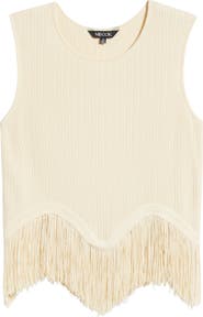 Misook x Lani Lynn Fringe Trim Knit Sleeveless Top