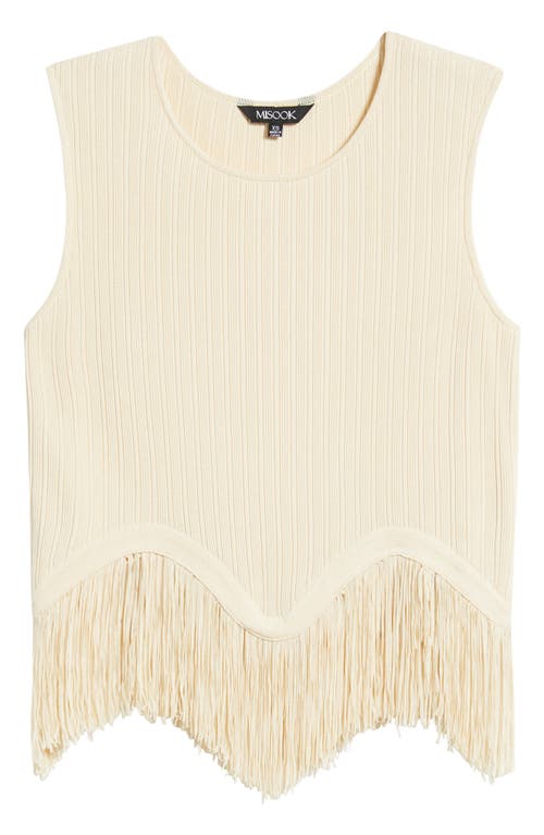 Misook X Lani Lynn Fringe Trim Knit Sleeveless Top In Neutral