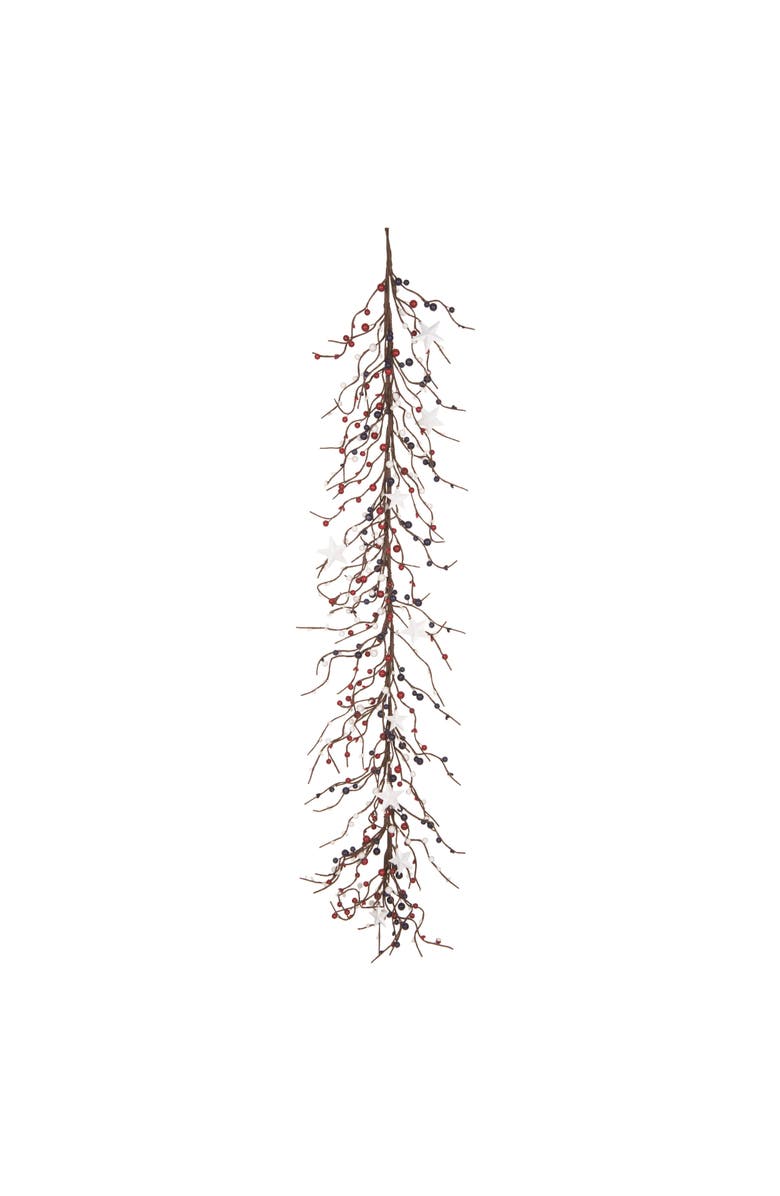Transpac 60 Inch Multicolor Patriotic Twigs and Stars Garland for July 4th Celebrations Banners and Garlands Foam Decor, Main, color, Multicolored