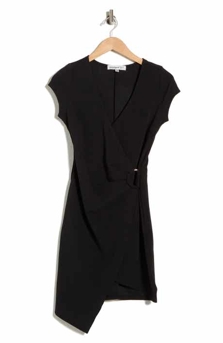 Madden Girl Cap Sleeve D-Ring Asymmetric Faux Wrap Dress
