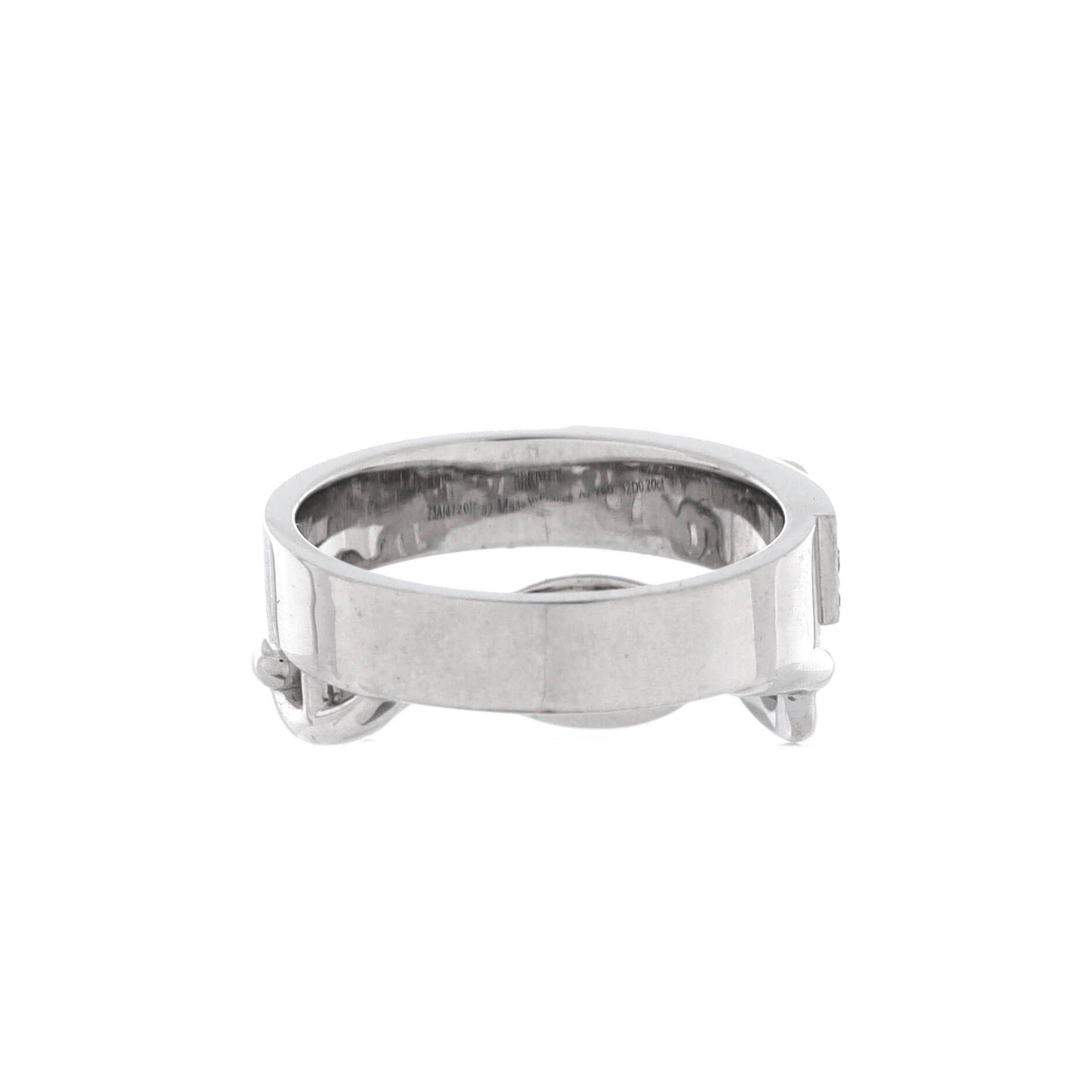Kelly Double Tour Ring 18K White Gold with Pave Diamonds, Alternate, color, Metallic Silver