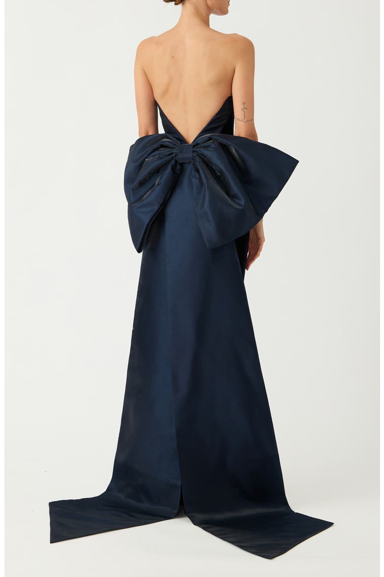 Tiffany Satin & Velvet Gown, Alternate, color, MIDNIGHT BLUE