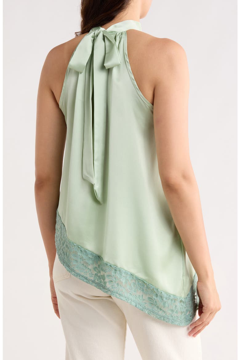 Satin Lace Asymmetrical Halter Top, Alternate, color, PISTACHIO