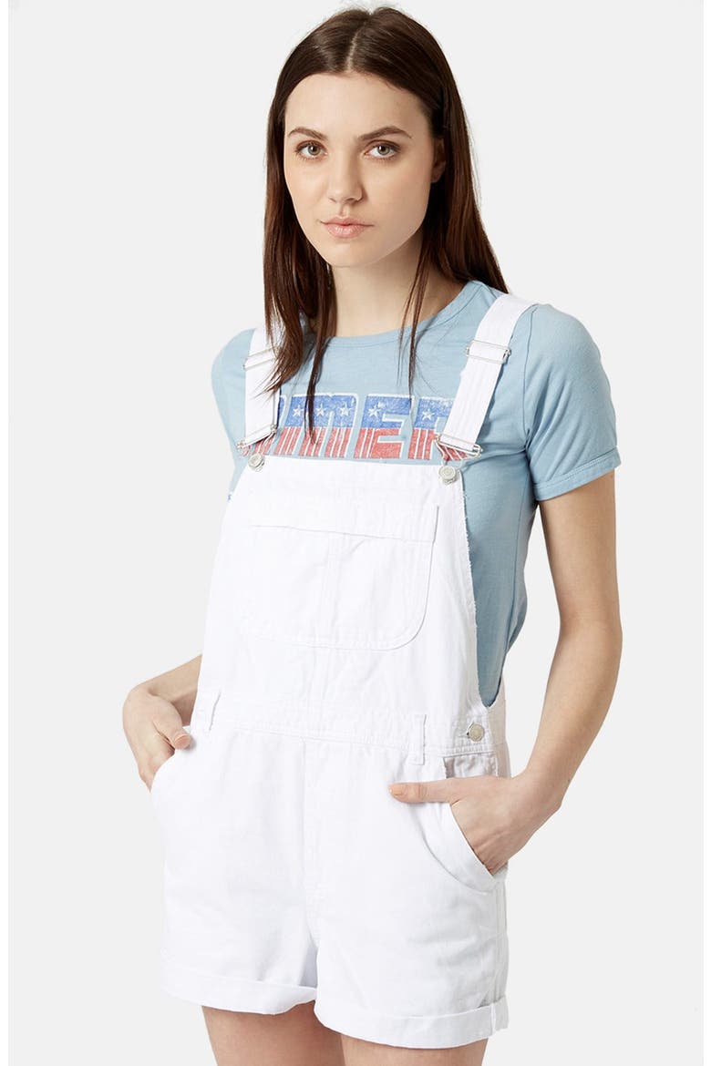 Moto Dungaree Short Overalls, Main, color, WHITE