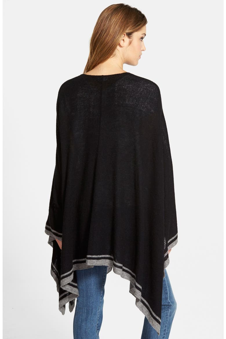 Stripe Border Wool & Cashmere Cape, Alternate, color, BLACK COMBO
