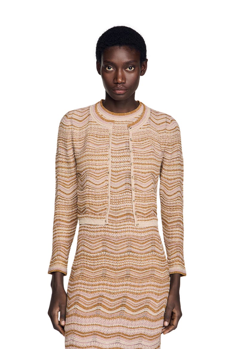 Decorative knit cardigan, Main, color, Brown