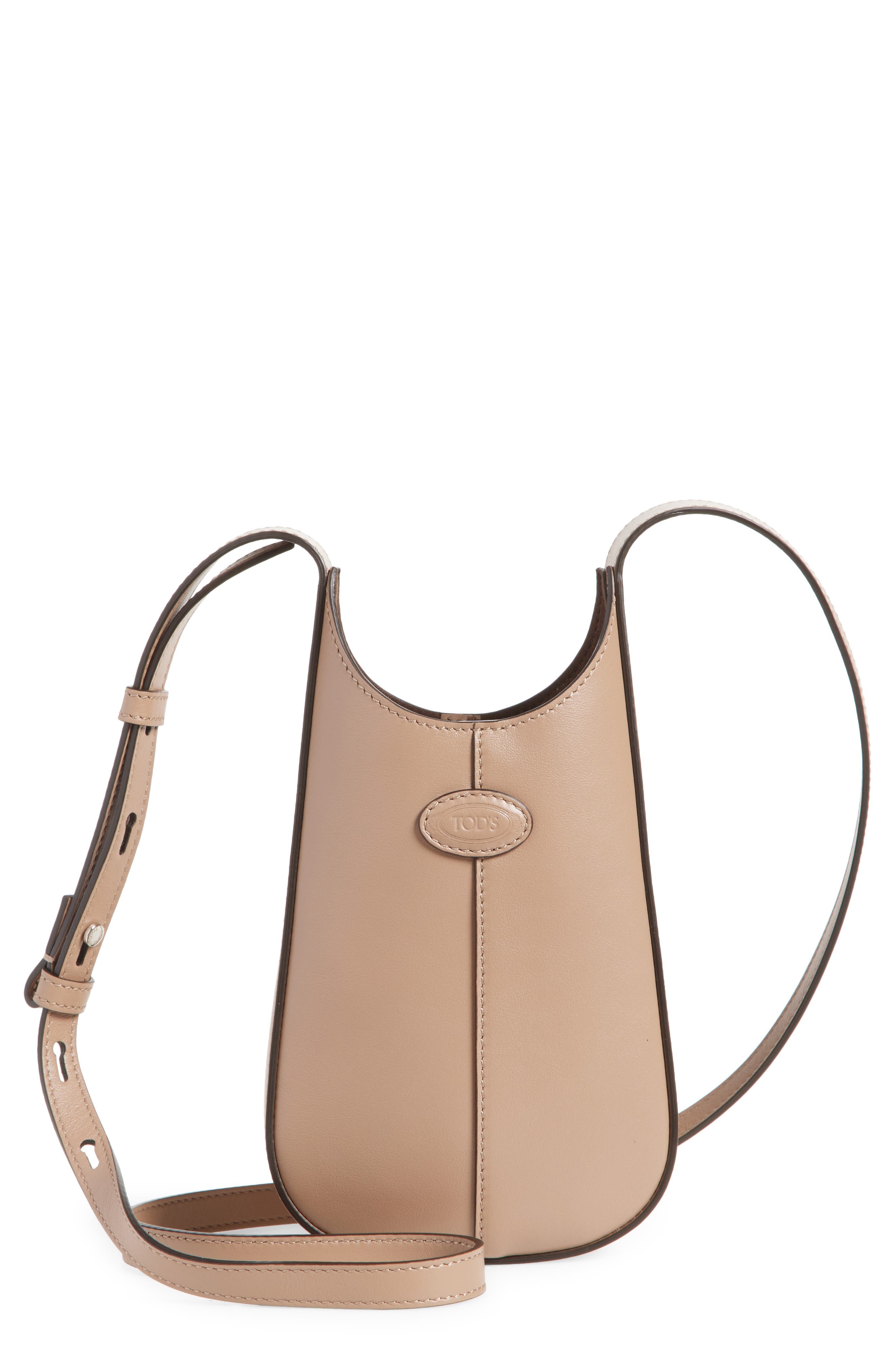 Micro Di Leather Crossbody Bag, Main, color, CRETA CHIARO