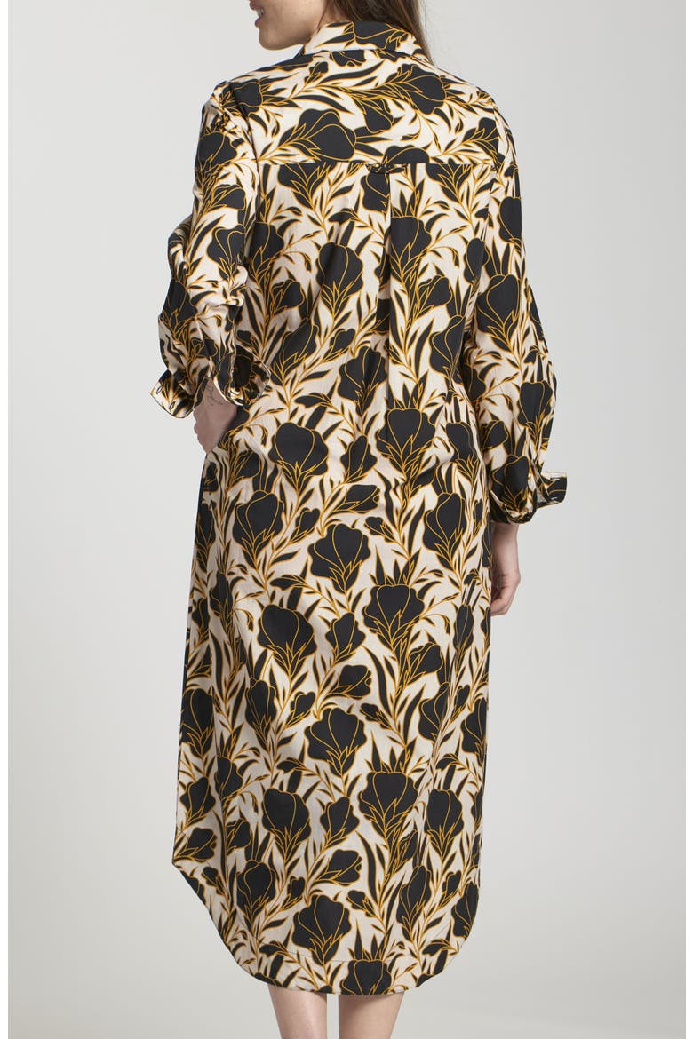 Floral Print Long Sleeve Shirtdress, Alternate, color, YELLOW GOLD MULTI