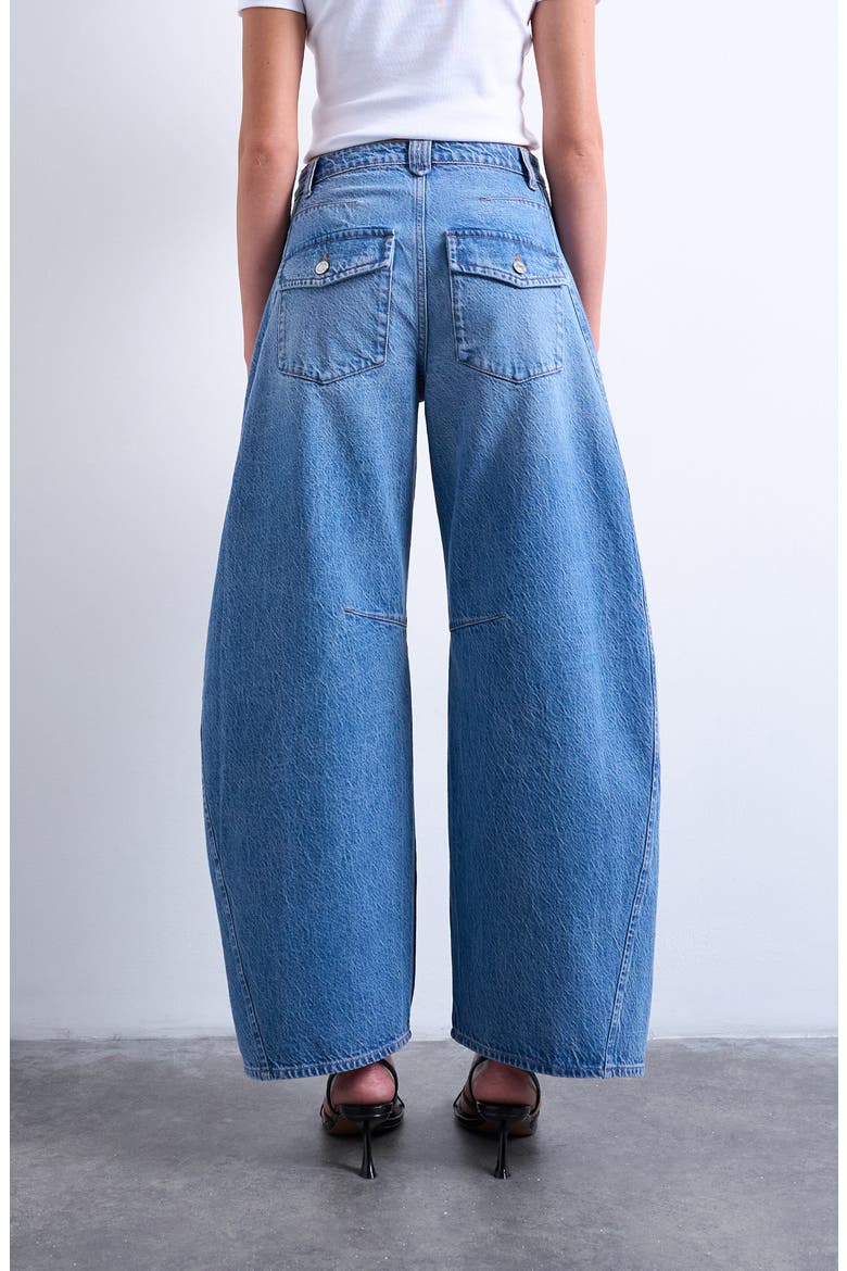 High Waist Barrel Jeans, Alternate, color, MEDIUM BLUE