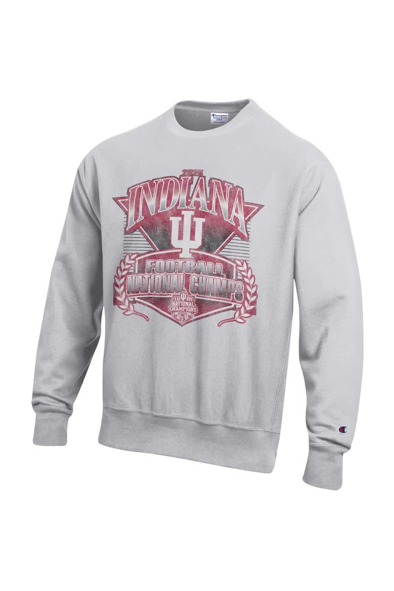 Unisex Champion Heather Gray Indiana Hoosiers College Football Playoff 2025 National Champions Reverse Weave Sweatshirt, Alternate, color, Heather Gray