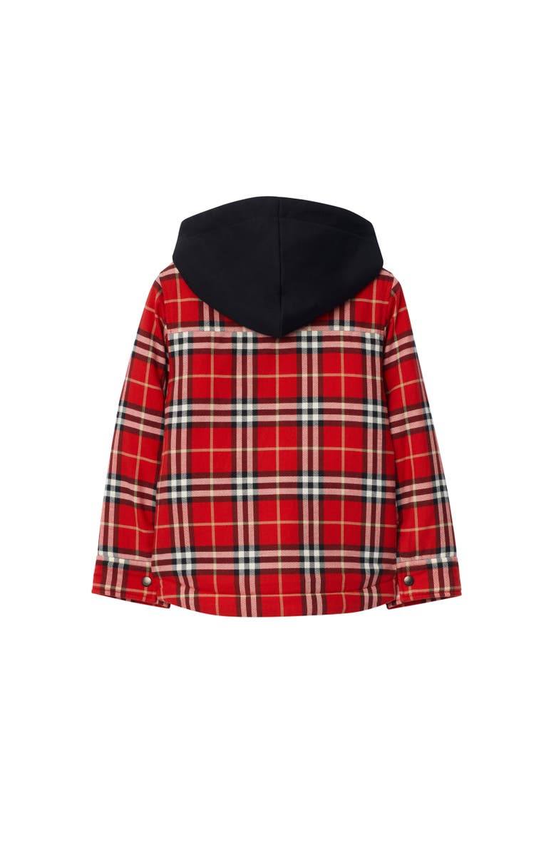 Burberry Check Cotton Hooded Jacket, Alternate, color, Poppy Red