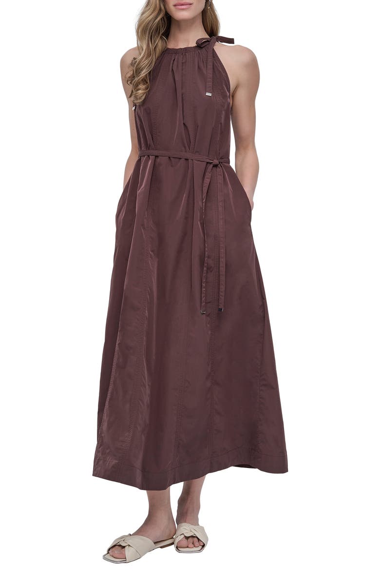 Seamed Halter Midi Dress, Main, color, CHOCOLATE