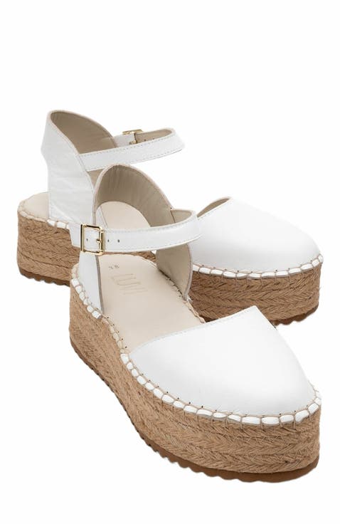 Viba Leather Espadrille Platform Wedge Sandals (Women)