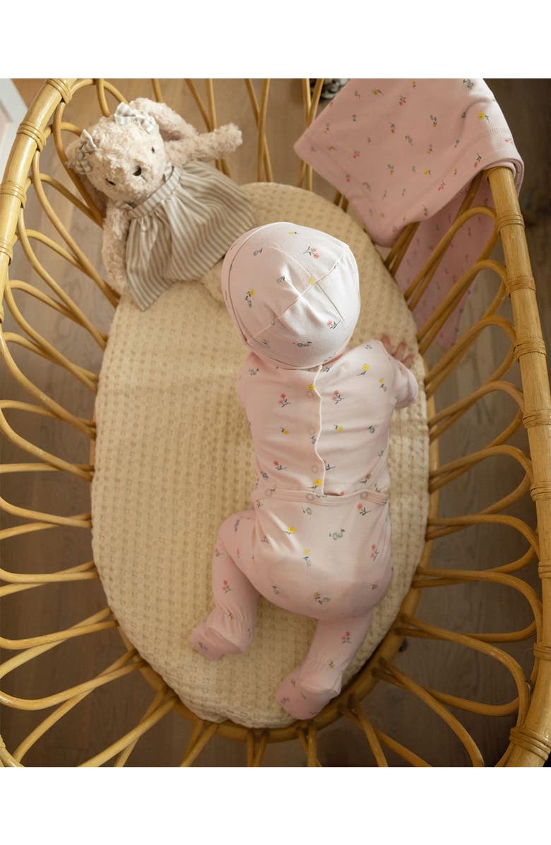 MiniMoi 3 Piece Baby Girls Cotton Rich Footie Set, Alternate, color, Blush