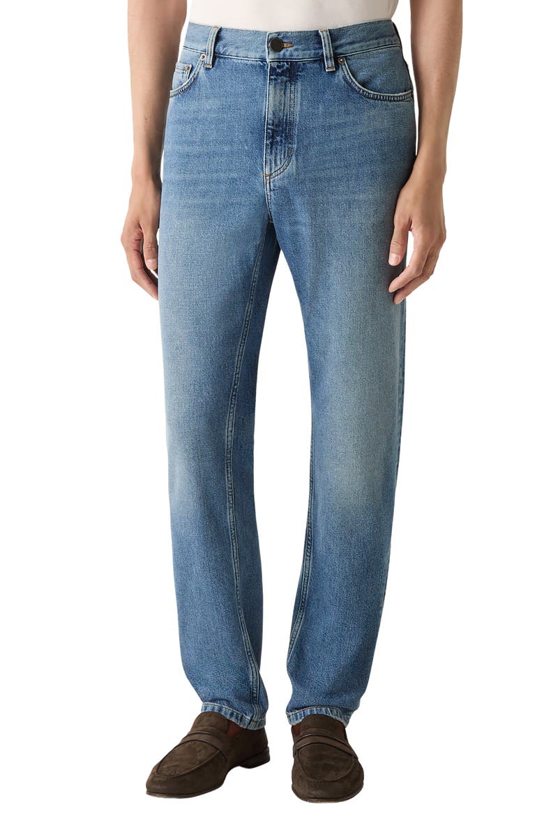 Cotton Roccia Straight Leg Jeans, Main, color, BLUE