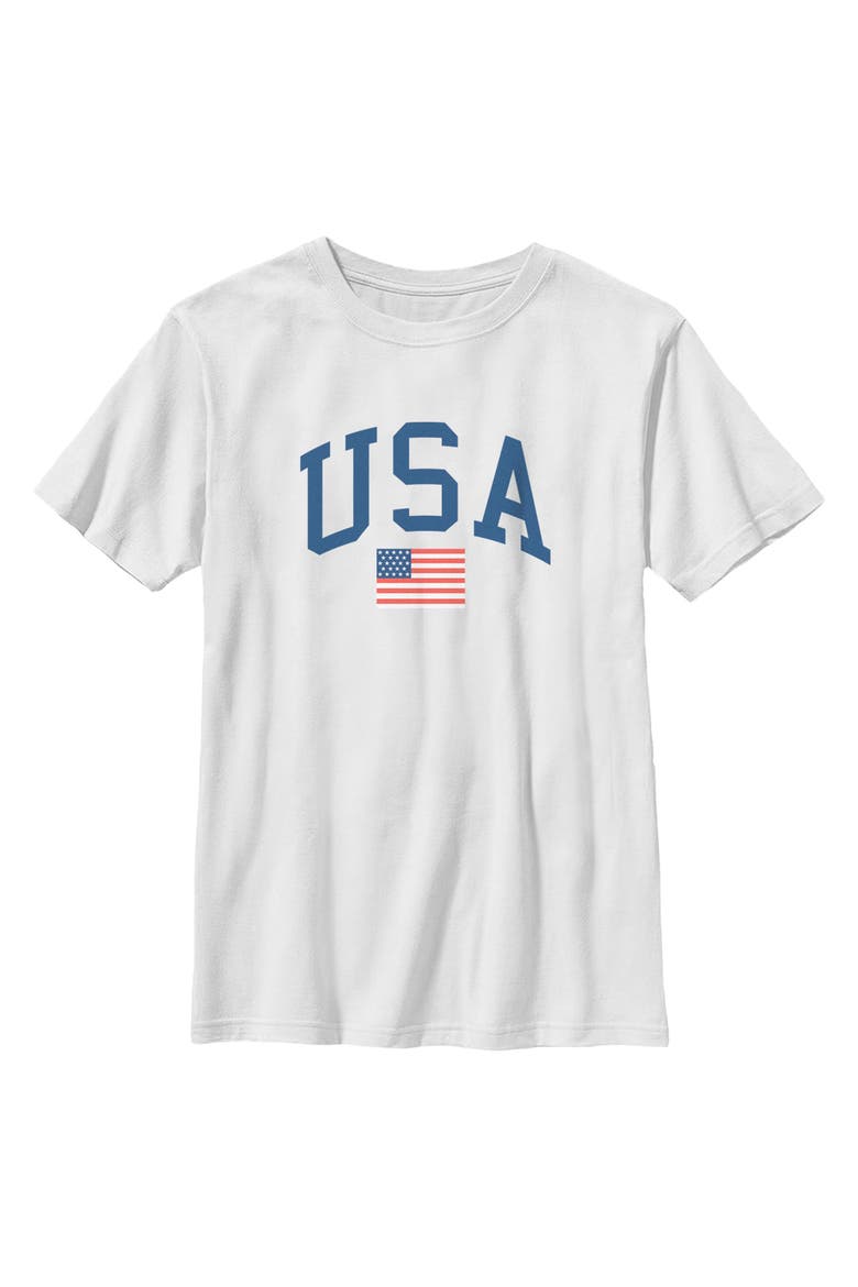 Boy's Lost Gods Varsity USA American Flag  Graphic T-Shirt, Main, color, White