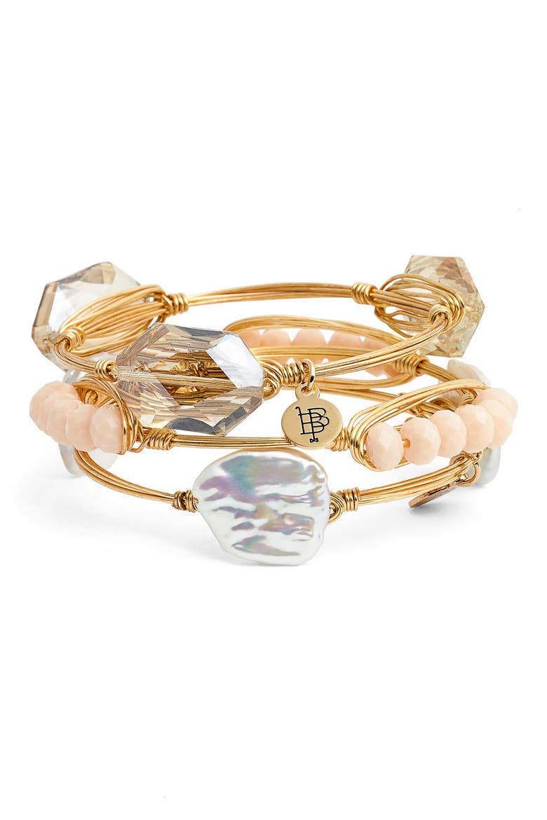 Bourbon & Boweties Champagne Stone Bracelets, Alternate, color, PEARL/ CREAM/ CHAMPAGNE
