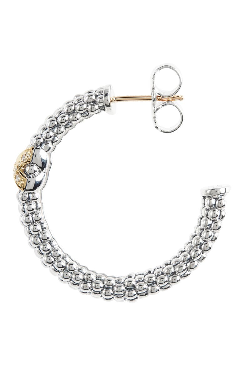 X Diamond & Caviar Hoop Earrings, Alternate, color, SILVER/ GOLD
