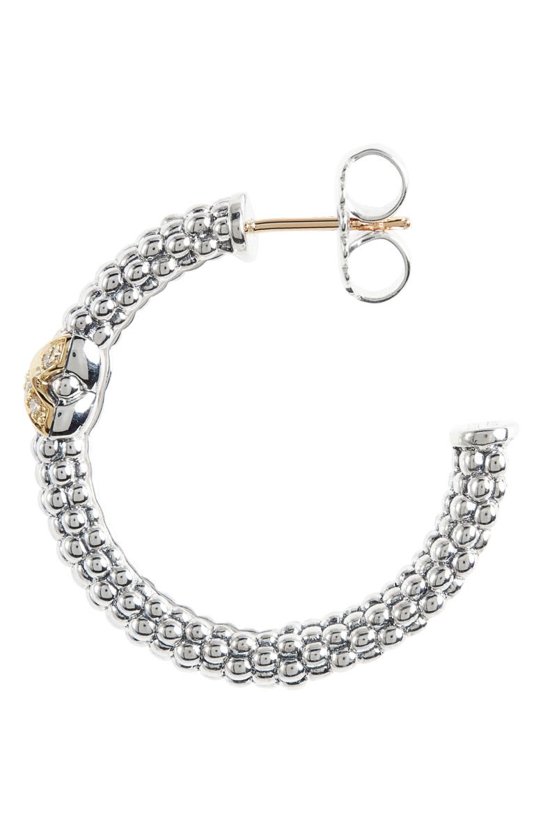 LAGOS X Diamond & Caviar Hoop Earrings, Alternate, color, Silver/ Gold