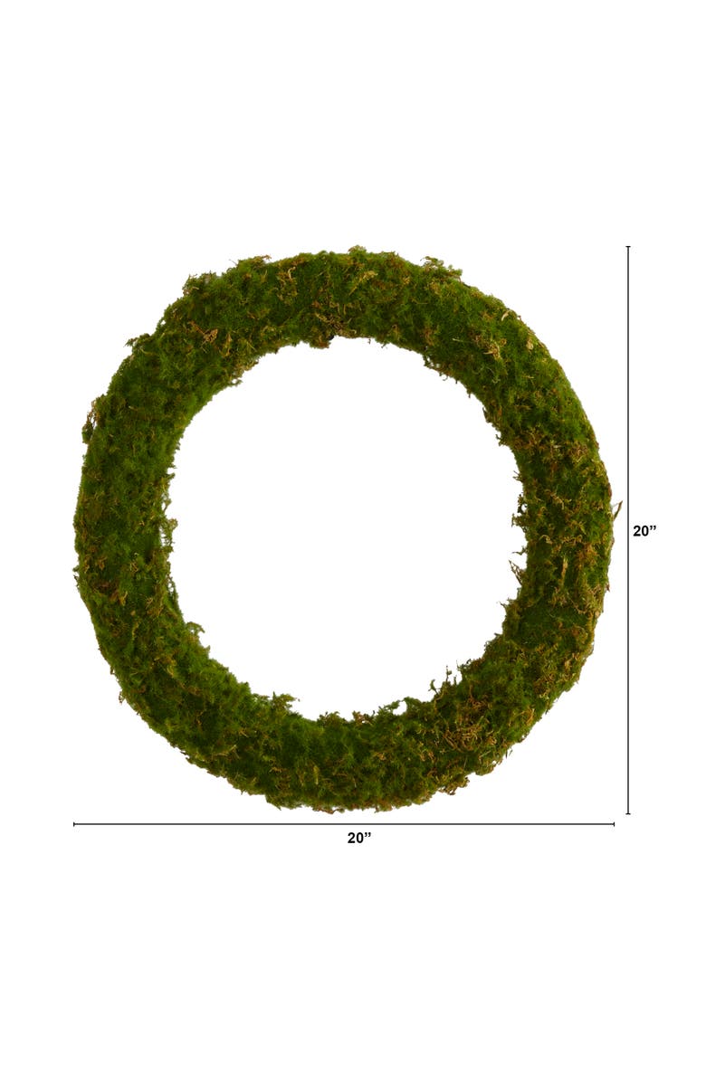 NEARLY NATURAL 20-in Moss Artificial Wreath, Alternate, color, Green