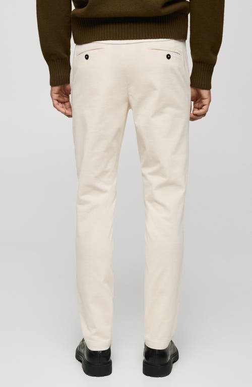 Mango Slim Fit Straight Leg Corduroy Pants In Ecru