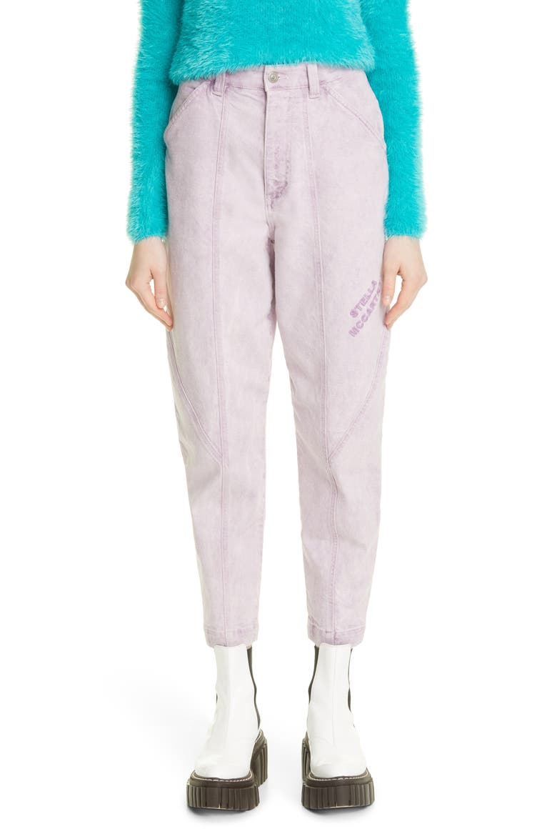Stretch Organic Cotton Crop Tapered Jeans, Main, color, MARBLE LILAC