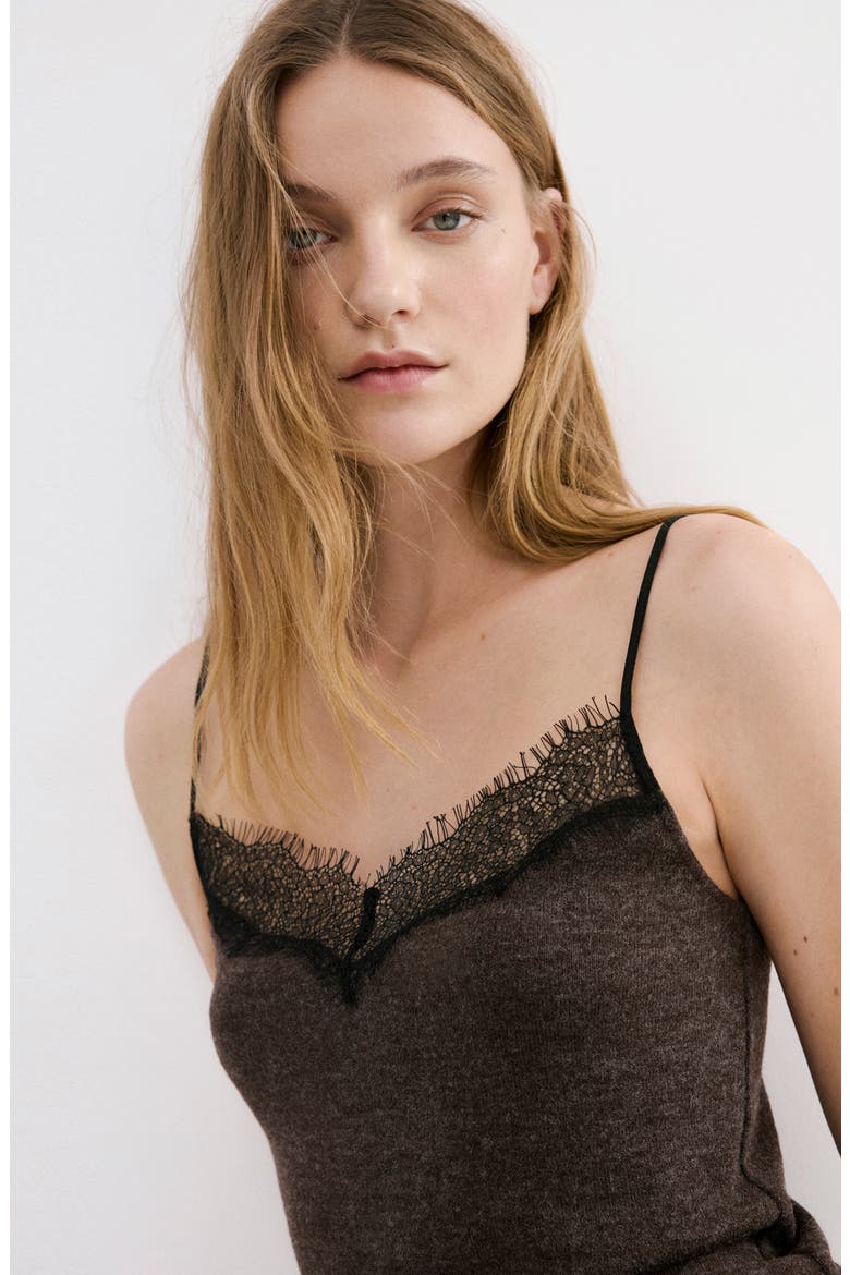 Lace Trim Camisole, Alternate, color, CHOCOLATE