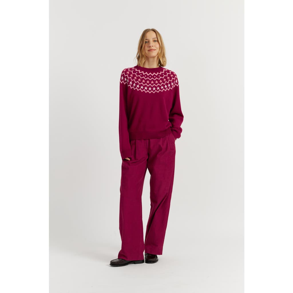 Chinti & Parker Wool Cashmere Star Yoke Sweater In Cherry