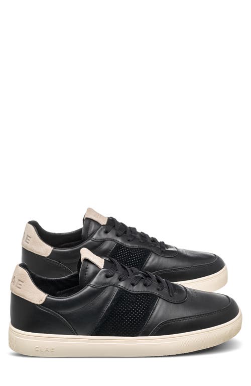 Clae Davis Perforated Low Top Sneaker In Black Leather Cashmere