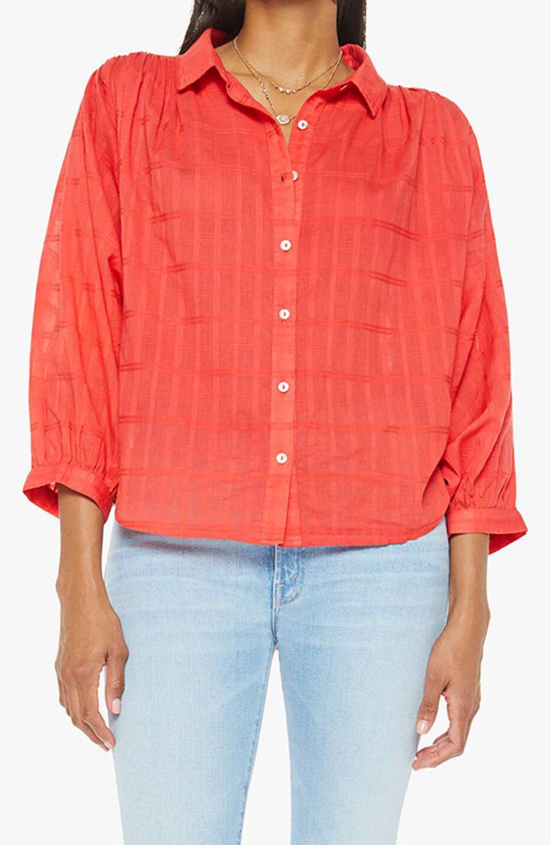 MOTHER The Breeze Grid Cotton Shirt, Main, color, Hope That Helps