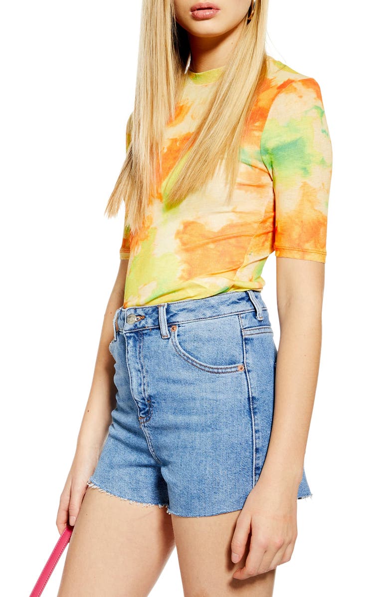 Topshop Premium Denim Mom Shorts, Alternate, color,