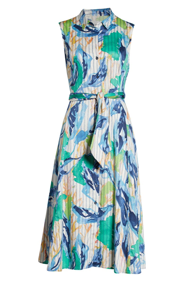 NIC+ZOE Scribble Vines Stretch Cotton Shirtdress, Alternate, color, 