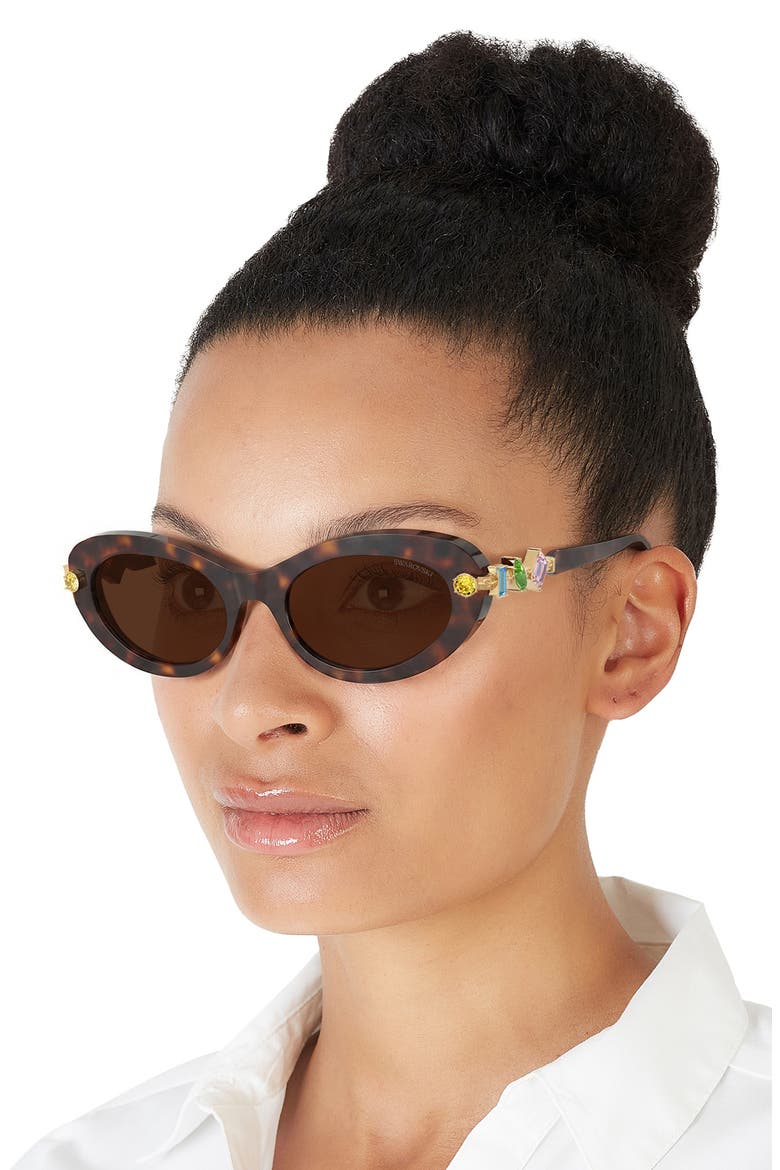53mm Oval Sunglasses, Alternate, color, HAVANA / DARK BROWN